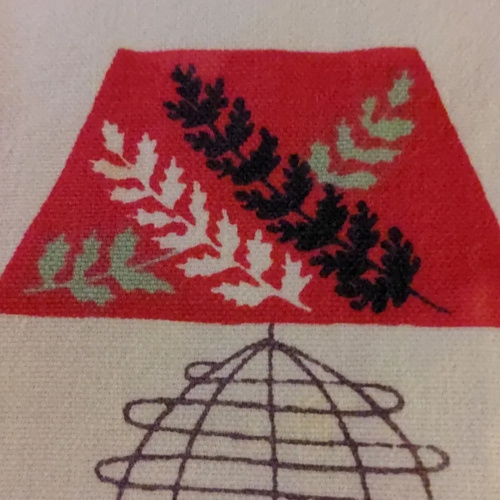 60s vintage red  tea towel‎